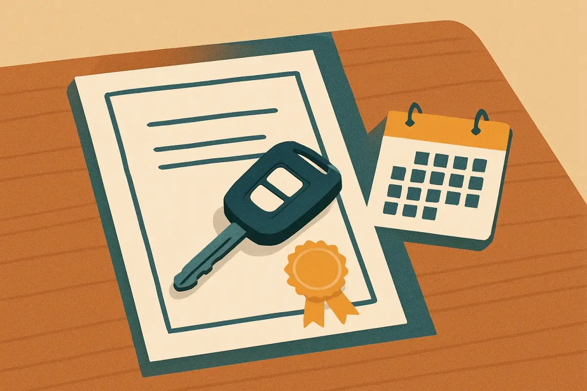 A driver reviewing a state financial responsibility certificate form at a kitchen table